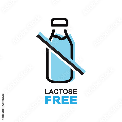 Quadro su tela Lactose free icon. No lactose label.