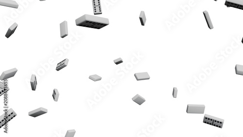 Fotografie Falling Dominoes on White Background