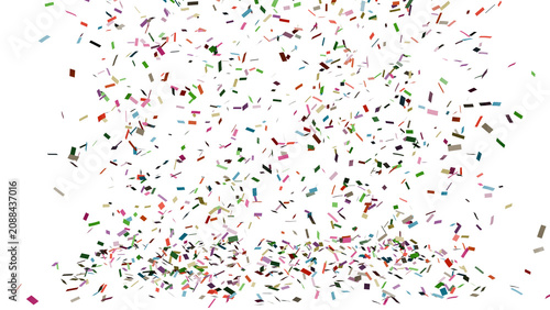 Tableau sur toile Colorful Confetti Falling on White Background