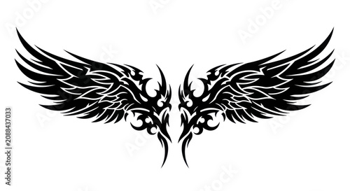 Foto Tribal Wings Tattoo Design Black Ink.