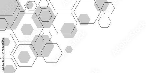Molecular structure abstract tech background. Science network pattern Hexagonal abstract background. Big Data Visualization structure elements digital technology background.