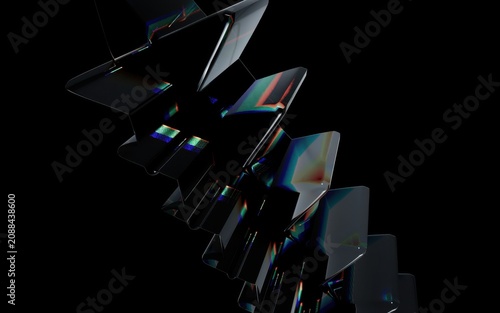 Abstract 3d render of a futuristic spiral structure with chromatic aberration