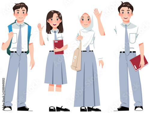 Indonesian Senior High School Student Waving Hello