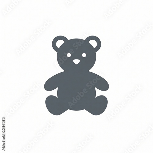 A simple and charming graphic icon representing a classic teddy bear, perfect for symbolizing childhood, comfort, and play