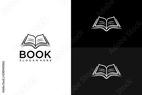 Modern open book logo design vector