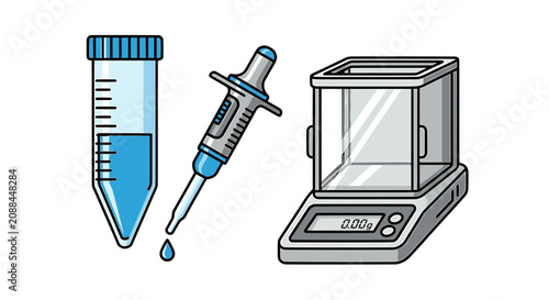 Bild auf Leinwand Laboratory scale pipette and centrifuge tube vector icons