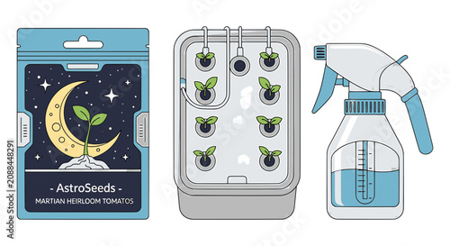Fotografie Space Farming Kit for Martian Tomato Cultivation Vector