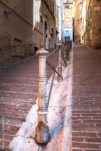 Bild auf Leinwand Historic Piaggia della Torre staircase in Macerata, Marche, Italy, featuring ele
