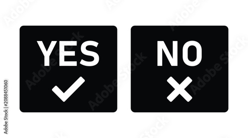 Fotografie Yes and no signs with check and cross marks black silhouette