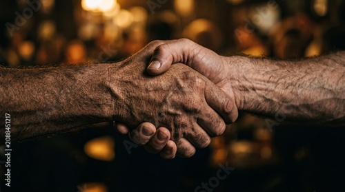 Powerful business handshake close up representing confidence leadership partnership and corporate success