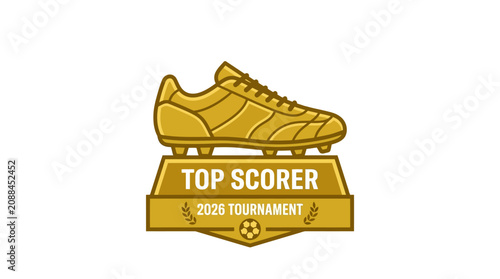 Golden trophy showcases soccer shoe on pedestal with top scorer 2020 tournament