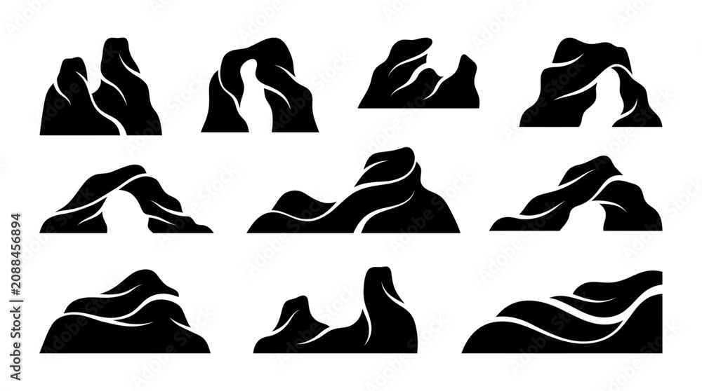 Obraz premium Black mountain silhouettes set