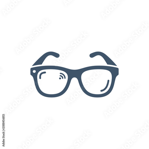 Smart glasses eyewear icon with wifi connectivity symbol for wearable technology concept.