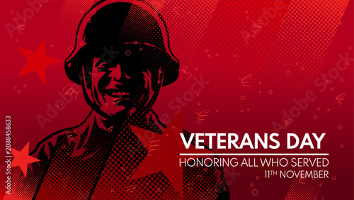 фотографія Veterans day poster with soldier silhouette, honoring all who served