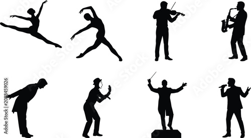 Fotografía Performing Arts Silhouette Collection with Dancers Musicians Singers and Orchest