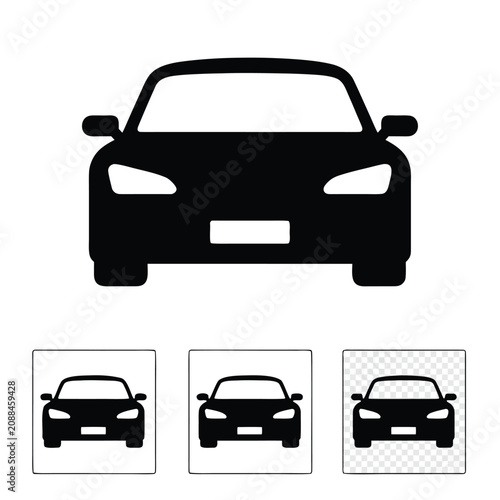 Minimalist Front View Car Icon Isolated on White Background