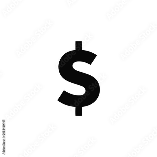 Minimalist US Dollar Sign Icon Featuring High Contrast Graphic Style