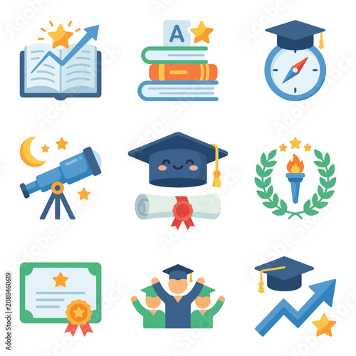 Graduation Celebration, Students, School, Illustration, Classroom, Aerial View, Achievements and Learning