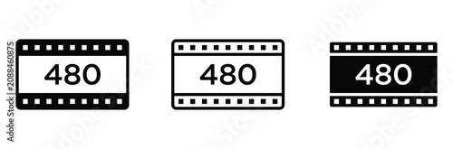 Photos Web480p video resolution film strip vector icon set