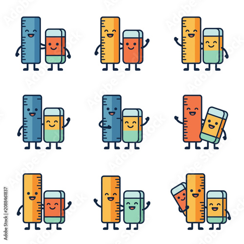 Playful School Supplies Characters, Classroom, Educational Illustration, Fun Environment, Cheerful Viewpoint, Learning Concept