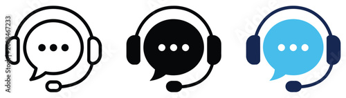 Quadro su tela Customer support icon, customer service, call center, hotline, operator, staff, and agent symbols for communication, technical assistance, help desk, and business support