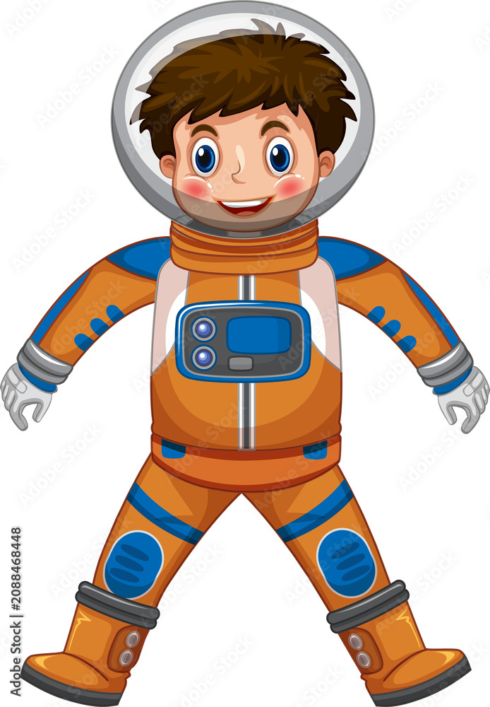 Obraz premium Cute Cartoon Boy Astronaut in Space Suit — Adorable Space Explorer Kid Character Illustration on Transparent Background