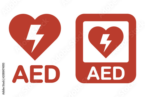 AED icon, banner vector for automated external defibrillator emergency medical signage, featuring life saving cardiac rescue symbol, first aid equipment, healthcare safety, and emergency response. 