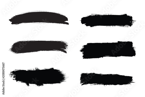 Black Grunge Ink Brush Strokes Vector Set