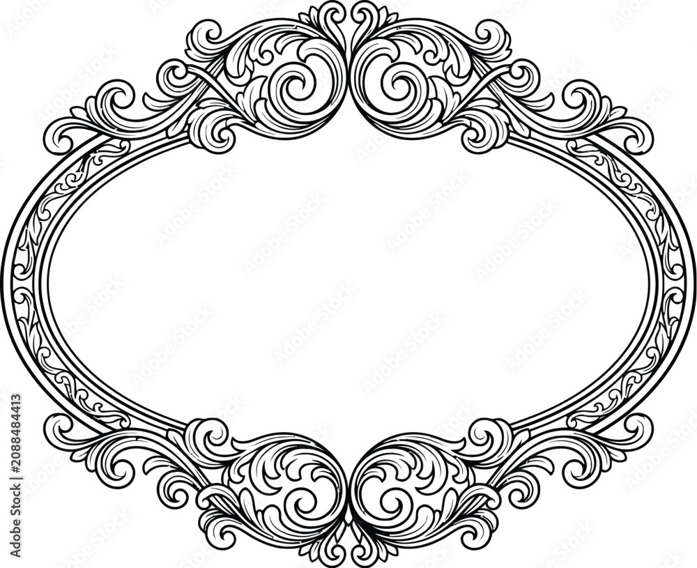 Obraz premium Ornate floral ornament black and white vector illustration with transparent background