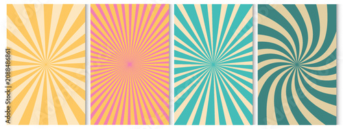 Tableau sur toile Vintage grunge colorful twisted spiral retro burst background vector