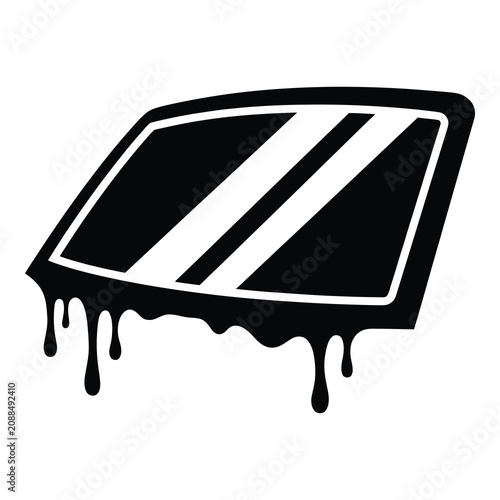 Foto Black and white sticker with melted drips on the bottom icon