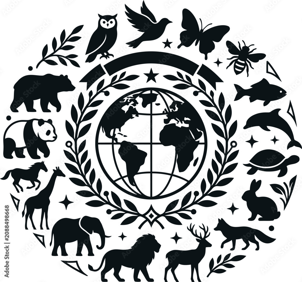 Fototapeta premium United Nations Environment Program Emblem Silhouette