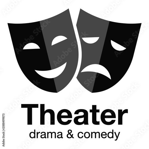 Cuadro en lienzo Theater drama comedy masks smiling frowning emoticons acting performance icon