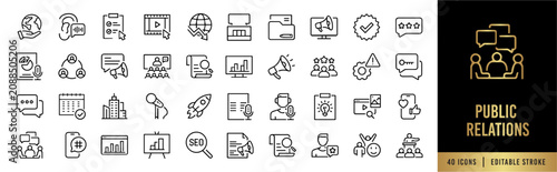 Tableau sur toile Public Relations Line Icon Set