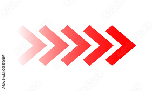 Progression of red arrows indicating forward movement on transparent background.