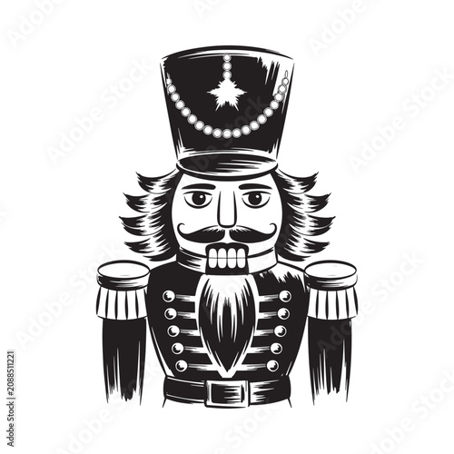 Nutcracker soldier silhouette against a white background