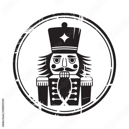 Nutcracker soldier silhouette against a white background distressed texture