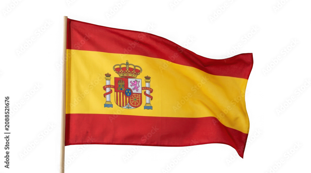 Fototapeta premium Flag of spain waving isolated on transparent background