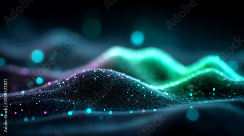 Abstract digital waves glowing particle flow background with abstract particles background
