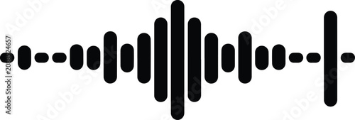 Stylized black waveform pattern representing sound or audio signal with symmetrical vertical bars for music and technology design