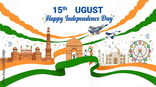 Happy independence day india illustration