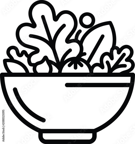 Tableau sur toile Fresh vegetable salad in a bowl icon representing healthy eating and vegan food