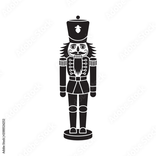 Nutcracker Silhouette Against White Background Black Monochrome Illustration
