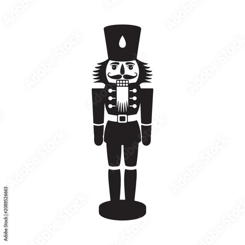 Nutcracker Silhouette Against White Background Minimalist Graphic Design