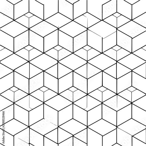 Geometric pattern of interconnected cubes with internal cube structures creating a visual depth effect