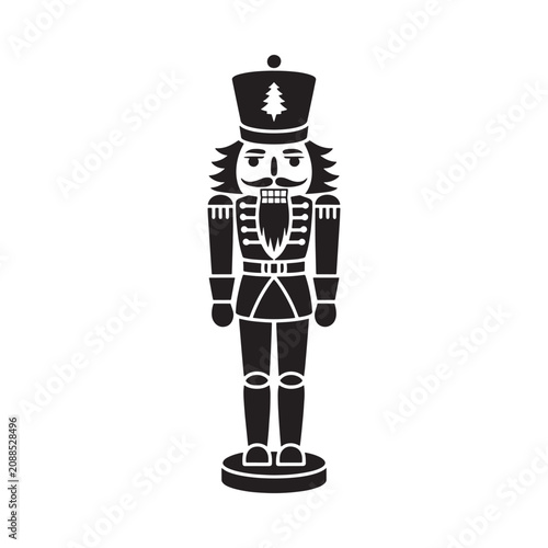 Nutcracker Silhouette Against White Background Minimalist Graphic Design