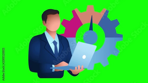 Business KPI Dashboard Animation, Performance Monitoring Motion Graphic, Productivity Analytics, Business Metrics, Efficiency Gauge and Data Analysis Loop