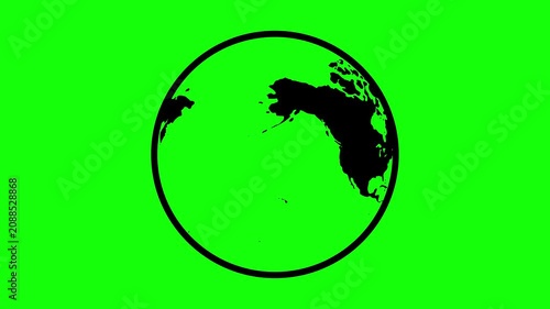 World Map Motion Graphic, Global Business, International Communication, Planet Earth Icon Loop on Green Screen