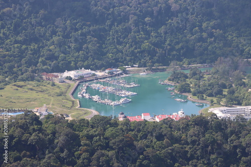 aerial view of the sea and mountains