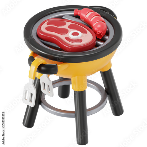 Grilling meat 3D illustration